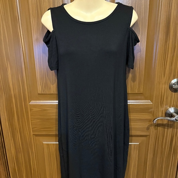 WHBM Black Sheath Dress Cold Shoulder Sleeves Women's XS - Picture 1 of 9
